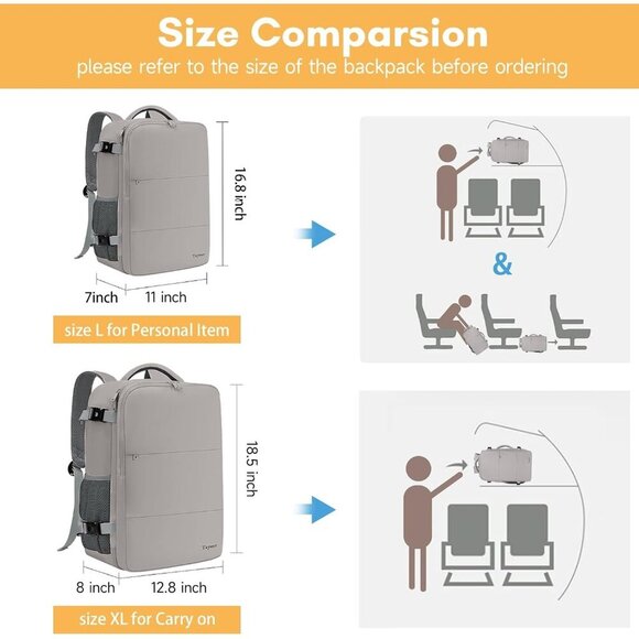〽️Women Trendy Carry On Backpack Dark Brown with USB Charging Port & Shoe Pouch main image 5